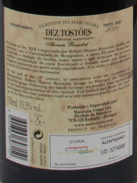 Herdade da Maroteira Dez Tostoes Grande Reserva 0.75 Tinto 2021