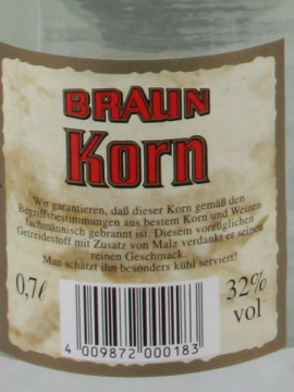 Braun Korn (German Schnapps) 0.70X32º