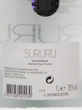 Aguardente Cachaça Sururu 1Lº X 38º
